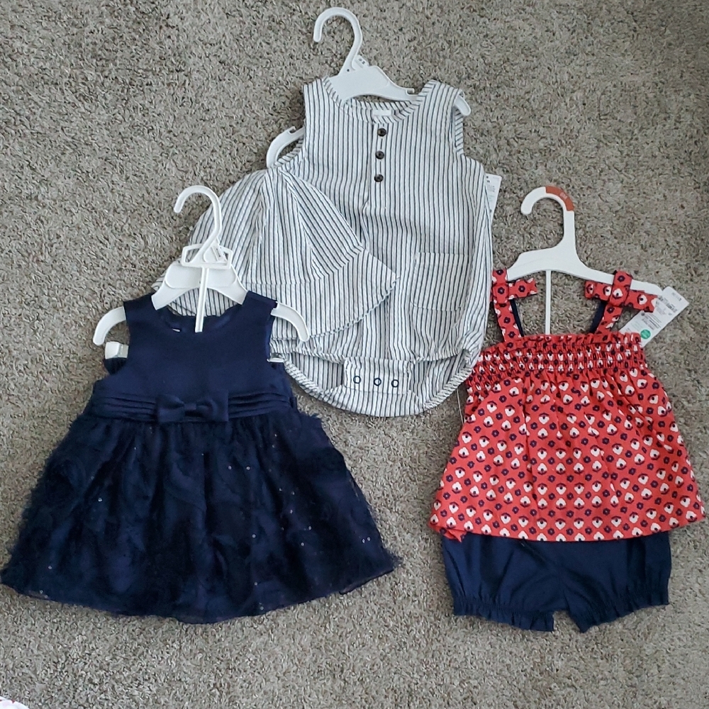 Carter's Baby Dress Set - Navy, Red, Striped